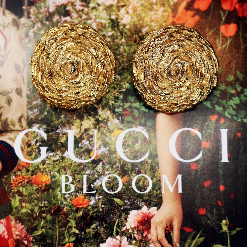 ⚜️ Vintage PAOLO GUCCI Gorgeous Gold Rose Earrings